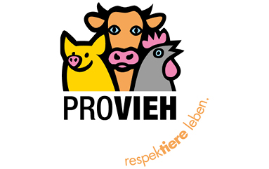 farbiges Logo von Provieh mit Slogan - respektiere leben.