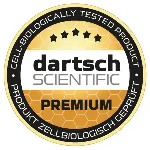 Dartsch Scientific Premiumsiegel in Gold für zellbiologische Wirksamkeit der memon Produkte