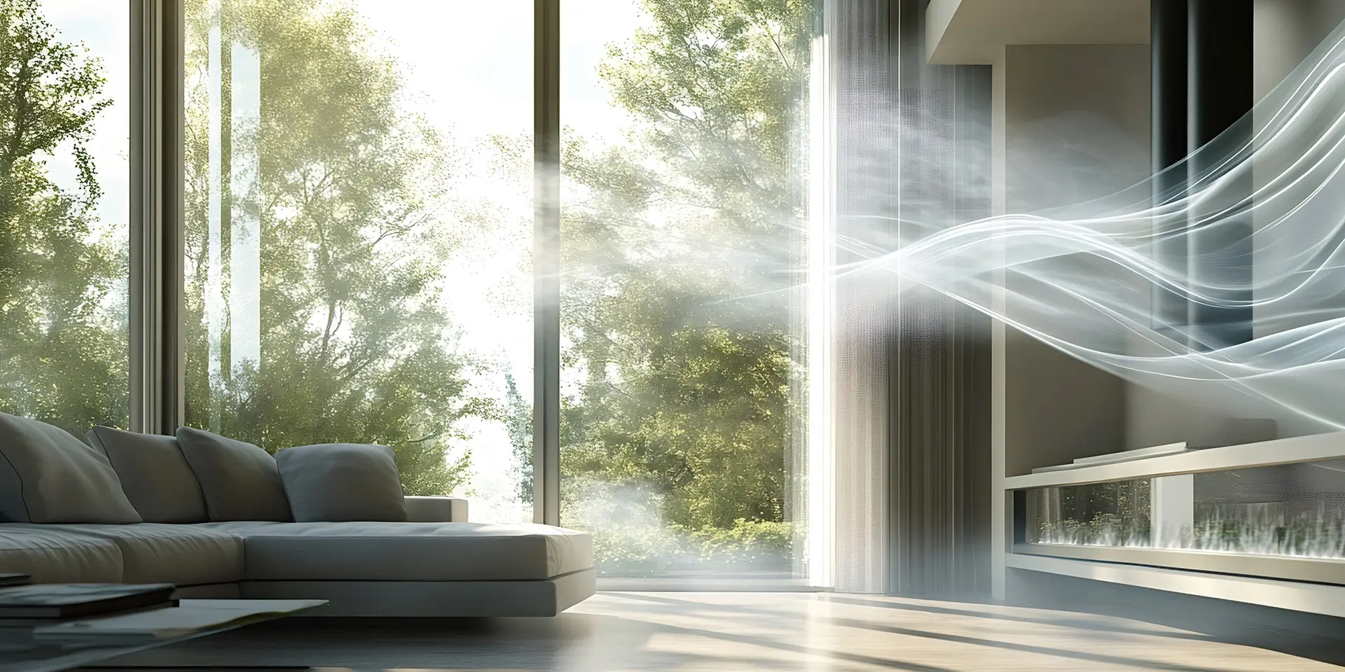 Bessere Raumluft für mehr Wohlbefinden Wohnzimmer mit Luftstrom