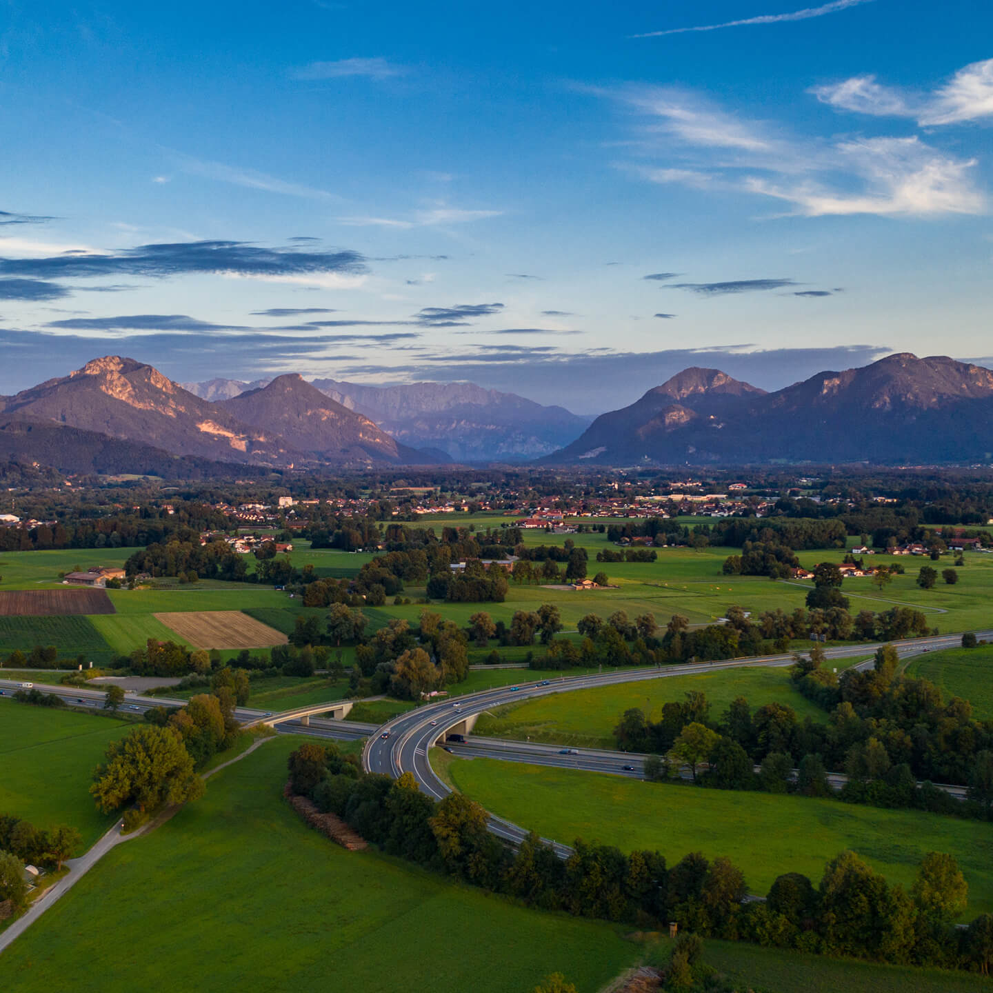 Aerial view Inn valley Aerial view of the beautiful Inn valley