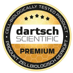 Dartsch Scientific Premiumsiegel in Gold für zellbiologische Wirksamkeit der memon Produkte